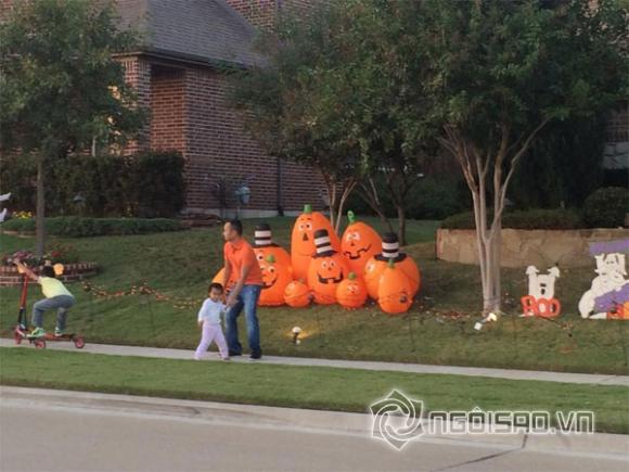 hồng ngọc khoe ảnh halloween,gia đình hồng ngọc,hồng ngọc hạnh phúc bên các con,con yêu của hồng ngọc,sao việt
