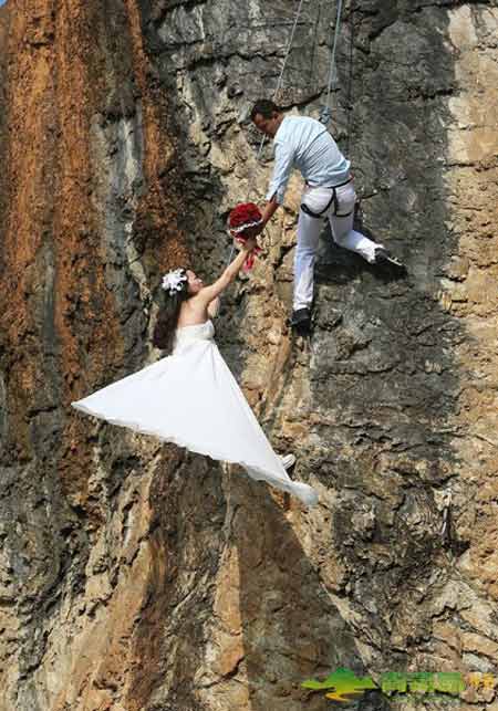 Chụp ảnh,chụp ảnh cưới,chụp ảnh cưới giữa vách núi cao 20m