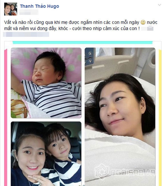 Thanh Thảo Hugo,Thanh Thảo khoe ảnh con trai mới sinh,sao Việt sinh con,MC Thanh Thảo
