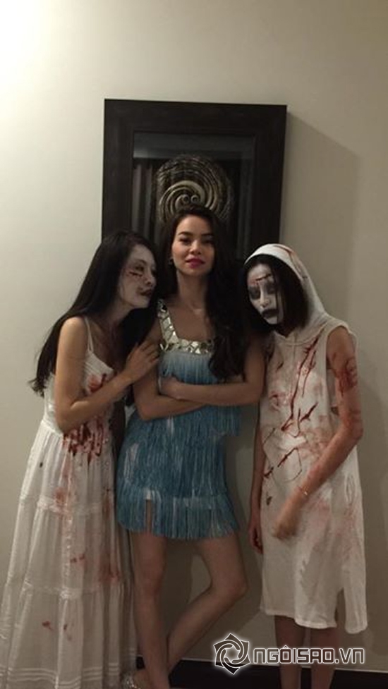 hà hồ xinh tươi bên ma quỷ,sao việt halloween,quế vân giả ma quỷ,hà hồ cường đô la ly thân,sao việt