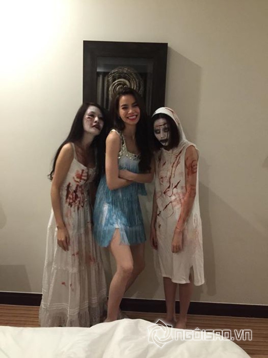 hà hồ xinh tươi bên ma quỷ,sao việt halloween,quế vân giả ma quỷ,hà hồ cường đô la ly thân,sao việt