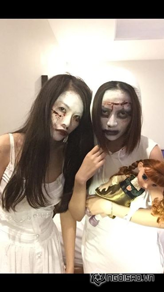hà hồ xinh tươi bên ma quỷ,sao việt halloween,quế vân giả ma quỷ,hà hồ cường đô la ly thân,sao việt