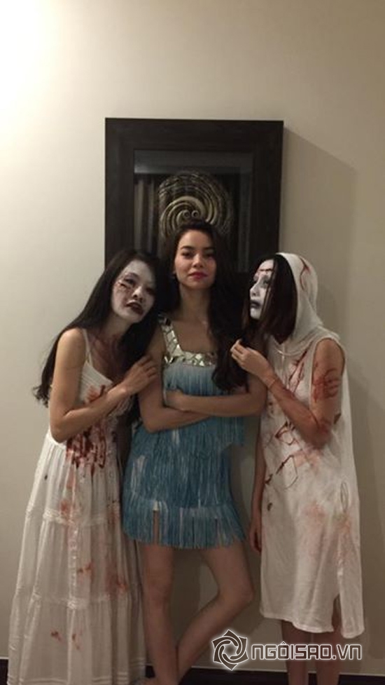 hà hồ xinh tươi bên ma quỷ,sao việt halloween,quế vân giả ma quỷ,hà hồ cường đô la ly thân,sao việt