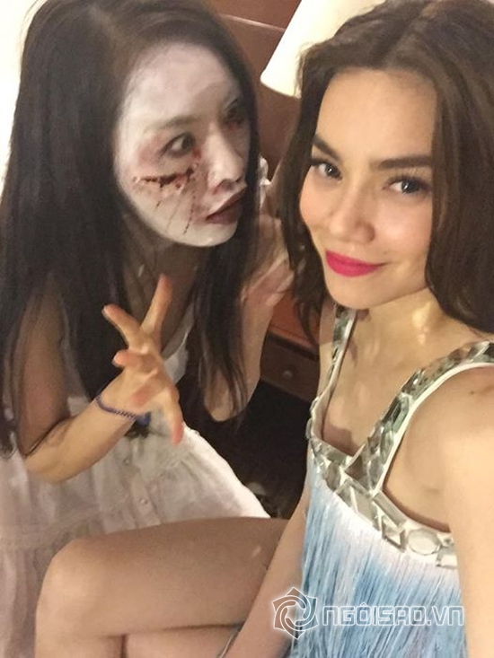 hà hồ xinh tươi bên ma quỷ,sao việt halloween,quế vân giả ma quỷ,hà hồ cường đô la ly thân,sao việt