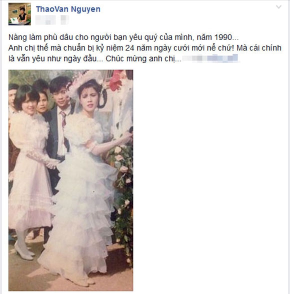 Thảo Vân,Thảo Vân thuở đôi mươi,Thảo Vân làm phù dâu,ảnh thời thiếu nữ của sao Việt