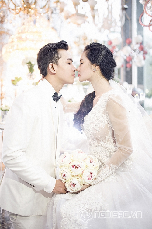 Linh Chi,Võ Cảnh,Linh Chi làm cô dâu,Linh Chi mặc váy cưới,sao Việt kết hôn