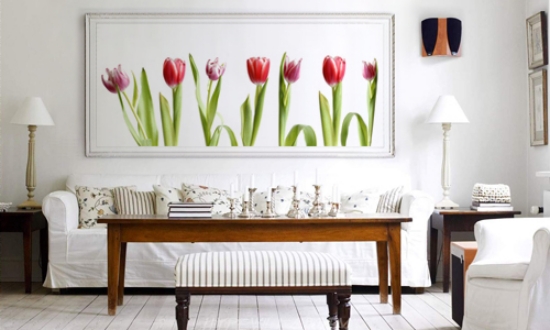 Trang trí nhà,trang trí tường nhà,trang trí tường phòng khách ấn tượng với họa tiết hoa