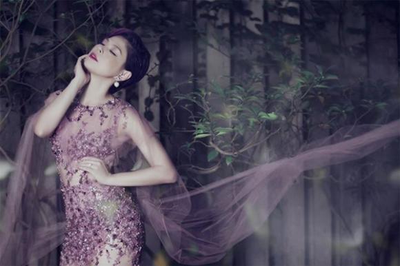 búp bê Thanh Thảo, Thanh Thảo váy tím, thời trang của Thanh Thảo, sao việt