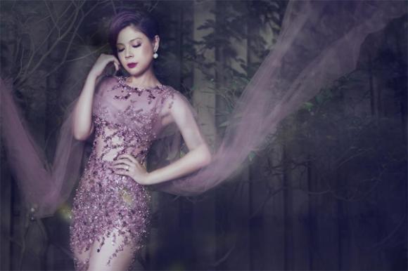 búp bê Thanh Thảo, Thanh Thảo váy tím, thời trang của Thanh Thảo, sao việt