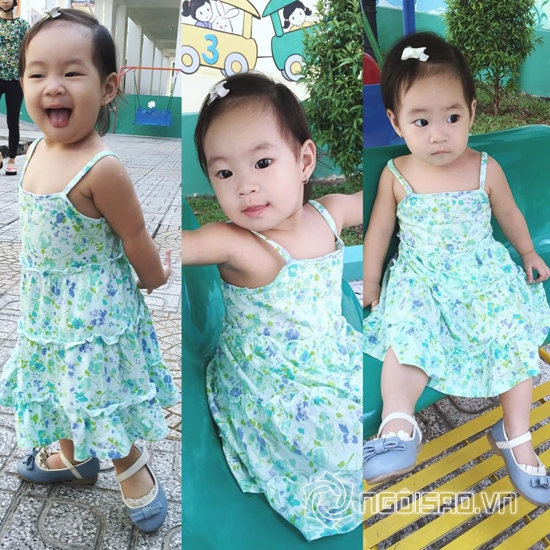 con gái Lý Hải, bé Cherry, con gái Lý Hải mặc váy hai dây, con sao việt, Lý Hải và Minh Hà