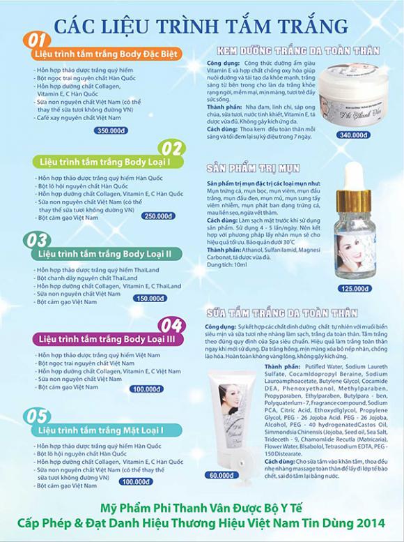 Phi Thanh Vân, Mỹ phẩm Phi Thanh Vân, Kem sữa dưỡng trắng da Phi Thanh Vân, Nữ hoàng thẩm mỹ, Spa Phi Thanh Vân