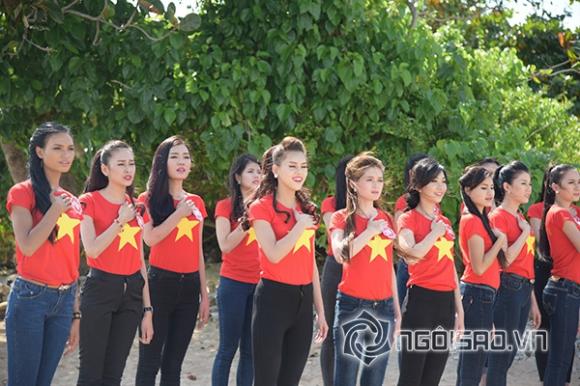 Hoa hậu Việt Nam 2014, HHVN 2014, vòng Chung kết, Thí sinh xúc động cùng hát về biển đảo, Tạ Minh Tâm, Tổ quốc gọi tên mình, Phú Quốc