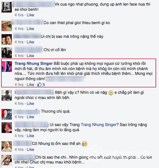 Trang Nhung ca sĩ, ca sĩ Trang Nhung bị bệnh, ca sĩ Trang Nhung bị sốt xuất huyết, sao bị bệnh 