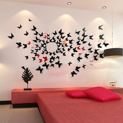 Trang trí phòng ngủ,trang trí phòng ngủ 3D,phòng ngủ với bướm 3D nghệ thuật