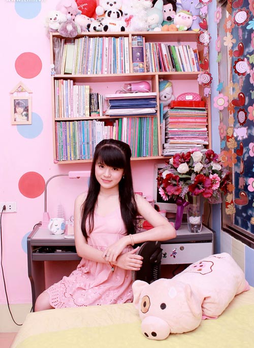 Phòng ngủ,phòng ngủ hotgirl,phòng ngủ màu hồng làng mạn