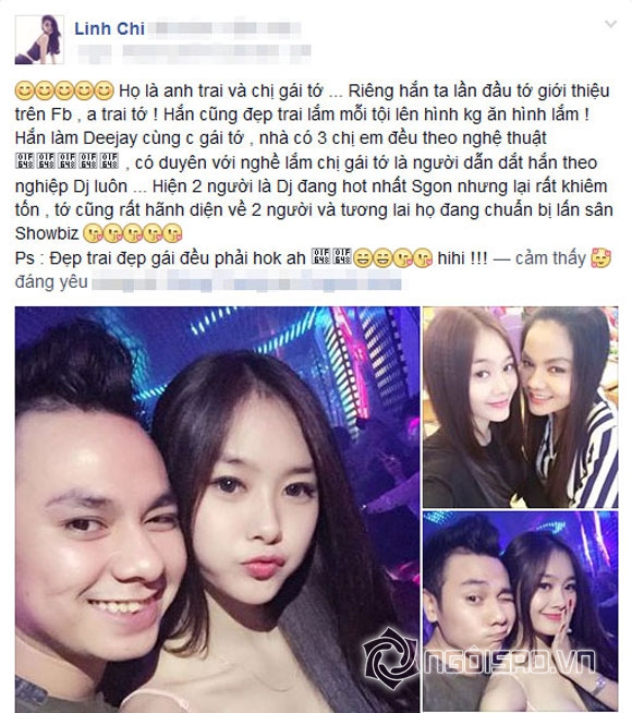 Linh Chi,Linh Chi khoe anh trai,chị gái Linh Chi,sao Việt khoe người thân