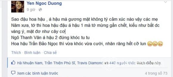 sao Việt, Nguyễn Cao Kỳ Duyên đăng quang hoa hậu Việt Nam, Tân hoa hậu Việt Nam, Cư dân ạng chê bai nhan sắc HHVN 2014, Trang Khàn bênh vực Kỳ Duyên