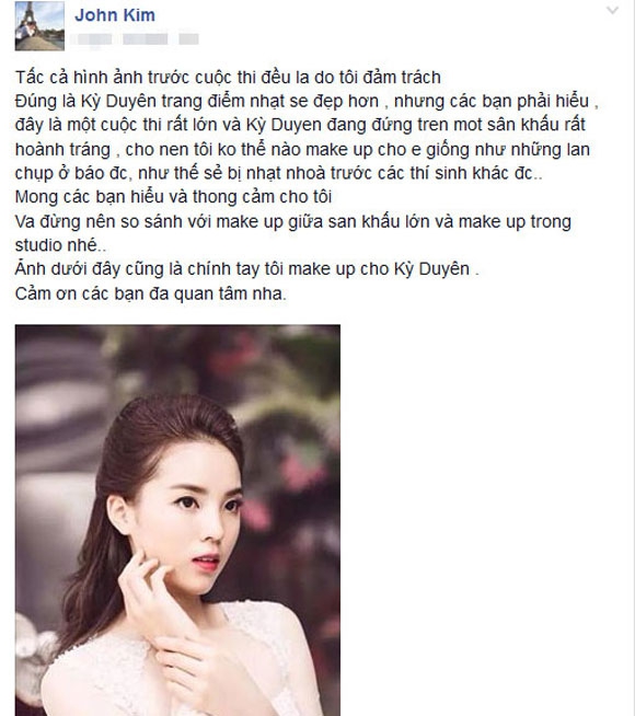 Nguyễn Cao Kỳ Duyên,John Kim,Kỳ Duyên trang điểm nhẹ,Tân HHVN 2014