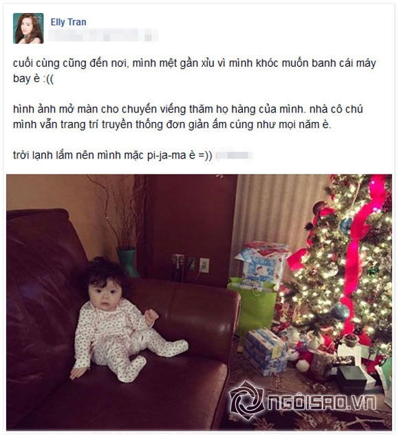 Cadie,Elly Trần,Cadie ngắm cây thông,cây thông Noel,con gái Elly Trần