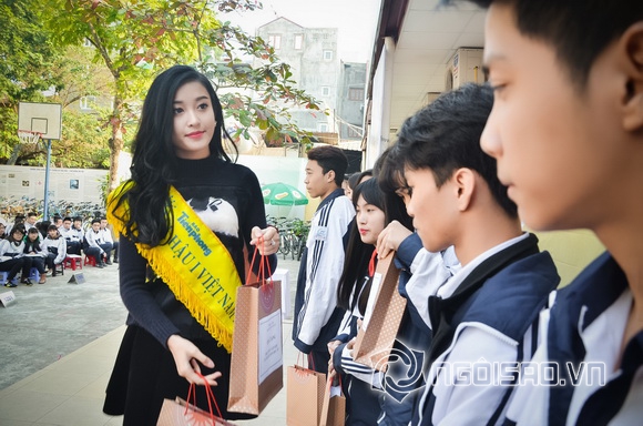 Sao việt,sao viet,á hậu 1 huyền my,hoa hậu việt nam 2014,á hậu huyền my về trường