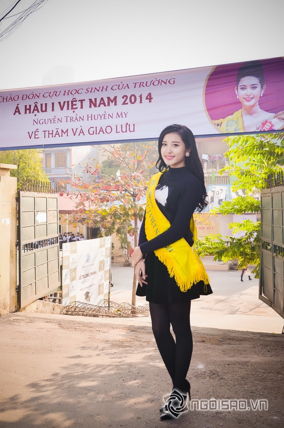 Sao việt,sao viet,á hậu 1 huyền my,hoa hậu việt nam 2014,á hậu huyền my về trường