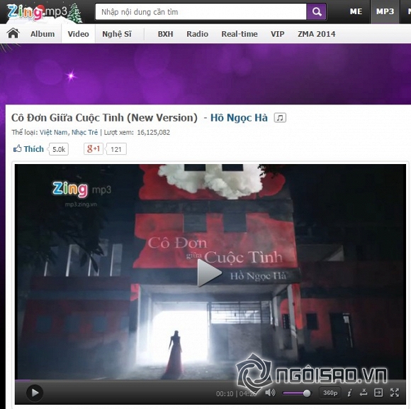 Zing Music Awards 2014 , Top 3 MV của năm,  Hồ Ngọc Hà, Bùi Bích Phương ,Hồ Quang Hiếu 