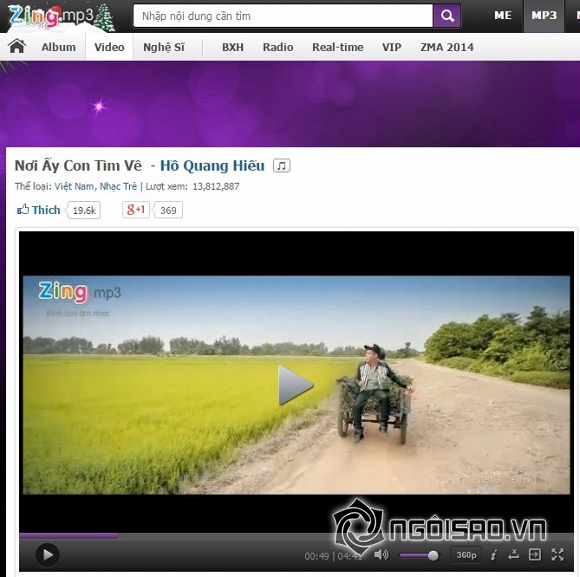 Zing Music Awards 2014 , Top 3 MV của năm,  Hồ Ngọc Hà, Bùi Bích Phương ,Hồ Quang Hiếu 