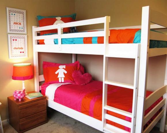 thiết kế nhà đẹp,phòng ngủ 25m2 cho 4 người,thiết kế phòng ngủ tiện ích
