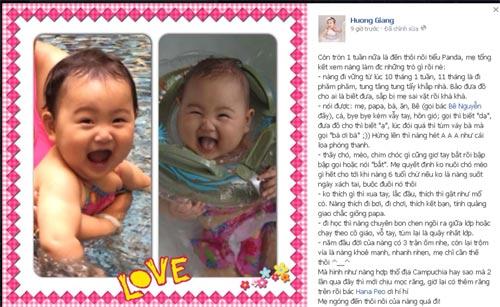 Hoa hậu,các cục cưng nhà các hoa hậu,hoa hậu Hương Giang khoe con gái