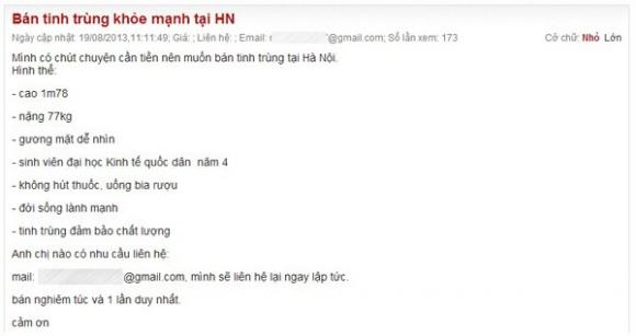 Mua bán tinh trùng,Bán tinh trùng qua mạng,Hiếm muộn
