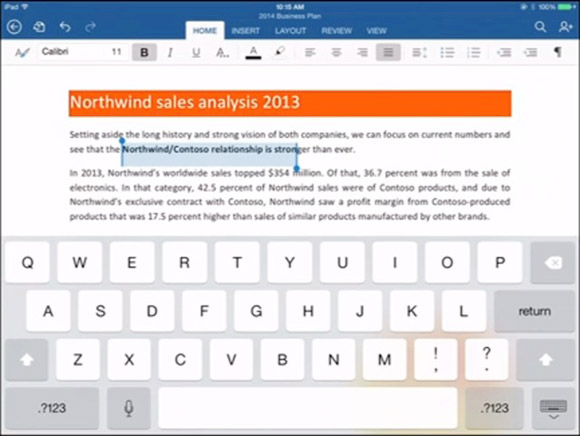 Ipad,Microsoft,giới thiệu Office ipad