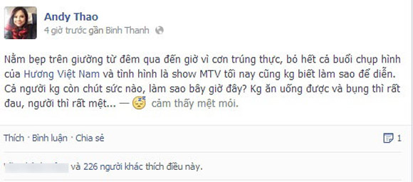 Thanh Thảo,Búp bê Thanh Thảo,Ca sĩ Thanh Thảo,Thanh Thảo ngộ độc thực phẩm,Sao Việt,Sao Viet