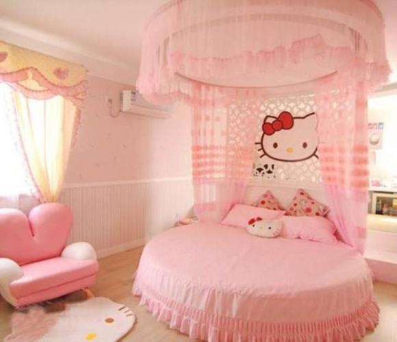 Nhà đẹp,mẫu nhà đẹp,khoang gian Hello Kitty,màu hồng,đáng yêu,trẻ trung.