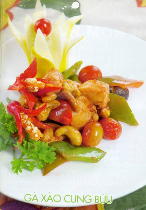 Món ăn ngon,Canh chua tôm,dưa leo bách hoa,gà xào cung bưu