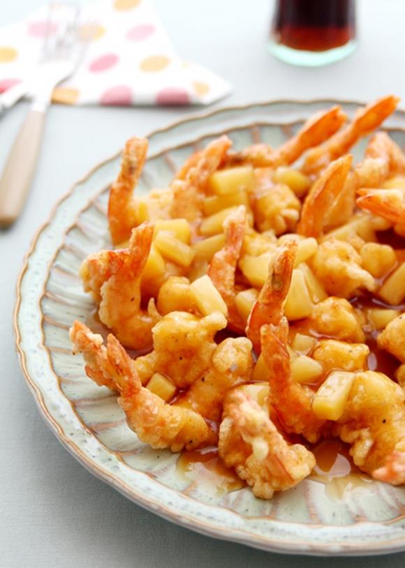 Tôm chiên xốt dứa,Cách làm Tôm chiên xốt dứa,Món ăn ngon