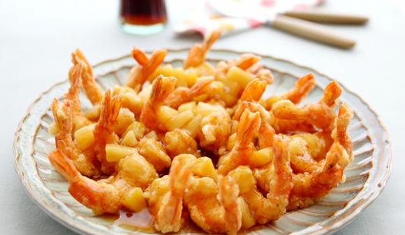 Tôm chiên xốt dứa,Cách làm Tôm chiên xốt dứa,Món ăn ngon