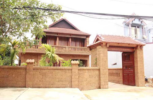Nhà đẹp,thiết kế nhà,cổng nhà,cổng nhà xây bằng đá ong nghệ thuật