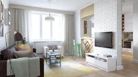 Căn hộ đẹp,trang trí căn hộ đẹp,thiết kế căn hộ với 45m2 đẹp với màu pastel