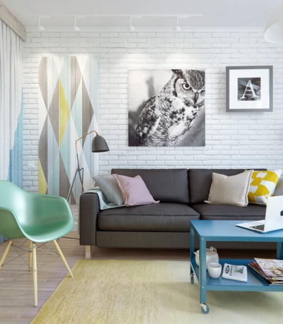 Căn hộ đẹp,trang trí căn hộ đẹp,thiết kế căn hộ với 45m2 đẹp với màu pastel