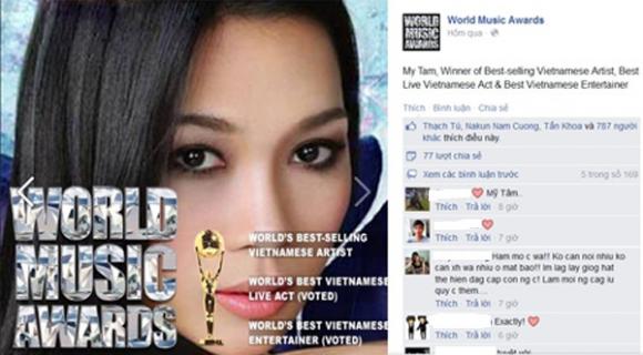 sao Việt, Mỹ Tâm, Mỹ Tâm đoạt giải thưởng quốc tế, Mỹ Tâm lập cú hattrick, World Musics Awards 2014