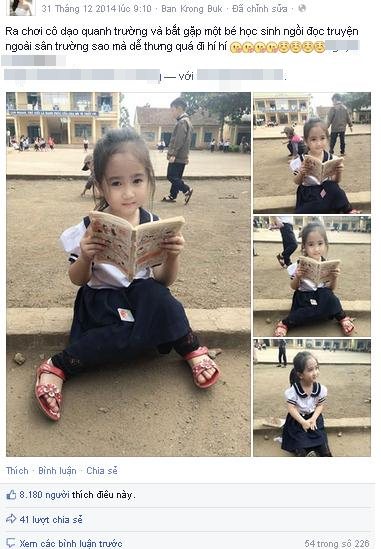 Cô bé,cô bé tiểu học,cô bé gây sốt,bức ảnh đọc truyện,cô bé ở Đắc Lắc