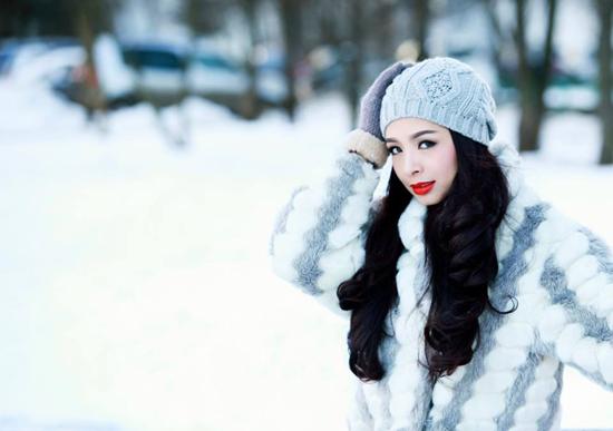 Thúy Hằng, Thúy Hằng giữa trời tuyết, Thúy Hằng ở Moscow, Thúy Hằng 2014, Thúy Hằng ảnh đẹp, sao Việt