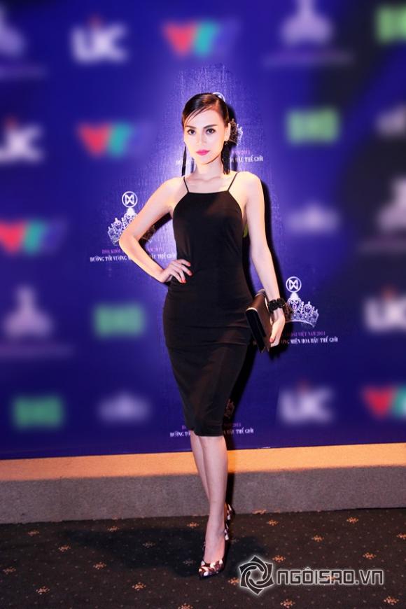Cao Thùy Linh, diễn viên, người mẫu, váy dây, lưng trần, thảm đỏ, Hoa khôi áo dài, Miss World Vietnam