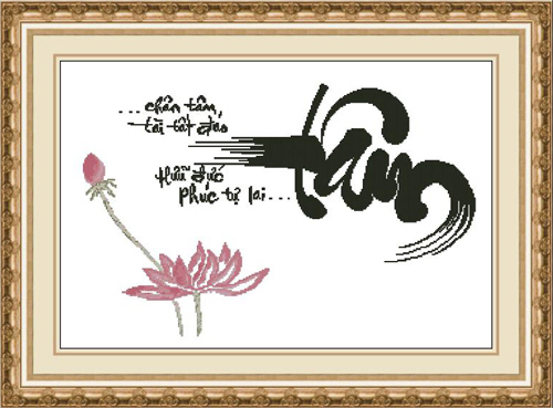 Tranh thêu chữ thập thư pháp, Tranh Thư pháp, Tư vấn phong thủy, Bí quyết phong thủy