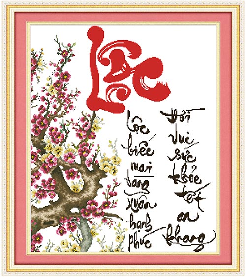 Tranh thêu chữ thập thư pháp, Tranh Thư pháp, Tư vấn phong thủy, Bí quyết phong thủy