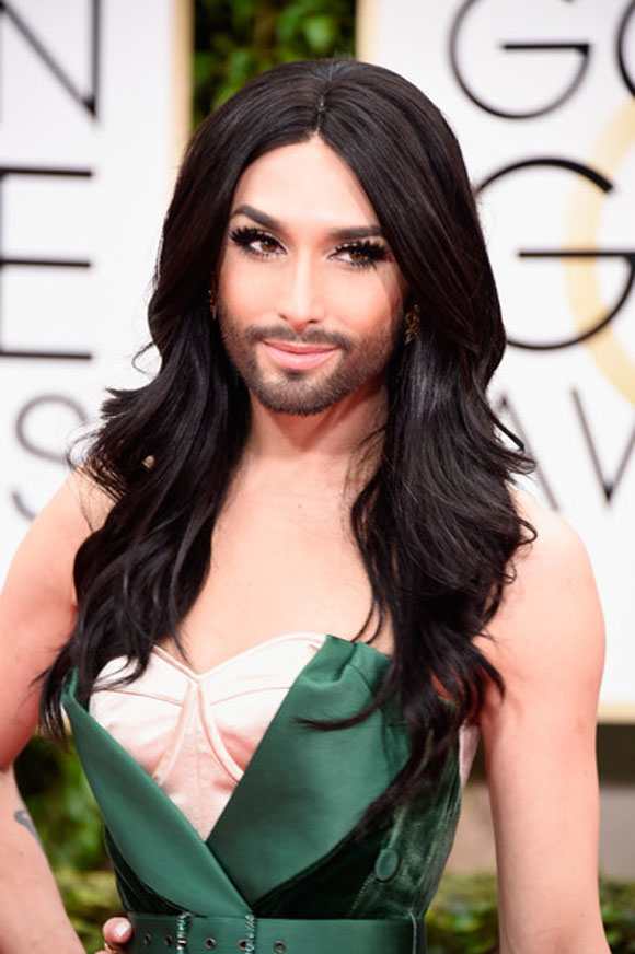 người đẹp có râu,Conchita Wurst,Quả cầu vàng,mỹ nhân Hollywood
