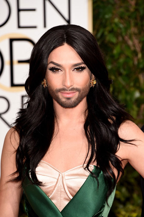 người đẹp có râu,Conchita Wurst,Quả cầu vàng,mỹ nhân Hollywood
