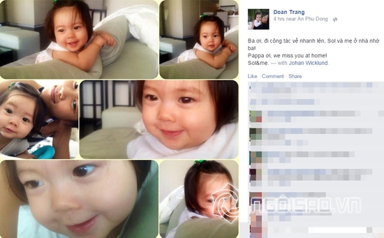 con gái Đoan Trang,bé Sol,Đoan Trang,bé Sol xinh xắn,bé Sol đáng yêu,vẻ đẹp lai Tây của con gái Đoan Trang