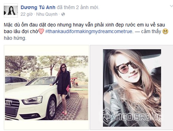 á hậu Tú Anh mua xe sang, vẻ đẹp của á hậu Tú Anh, thời trang á hậu Tú Anh