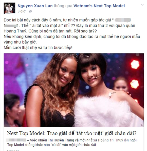 xuân lan, vietnam's next top model, VNTM, ném đá, quán quân, hoàng thùy